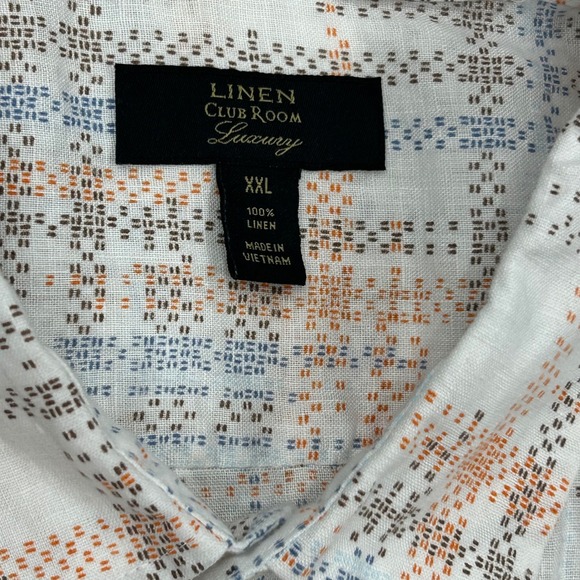 Linen Club Room Luxury Shirt‎ Mens XXL Plaid Short Sleeve 100% Linen Button Down - Picture 3 of 8